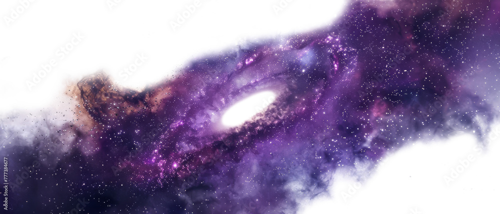 Fototapeta premium The galaxy spirals, a vast collection of stars and gas on isolated with transparent concept