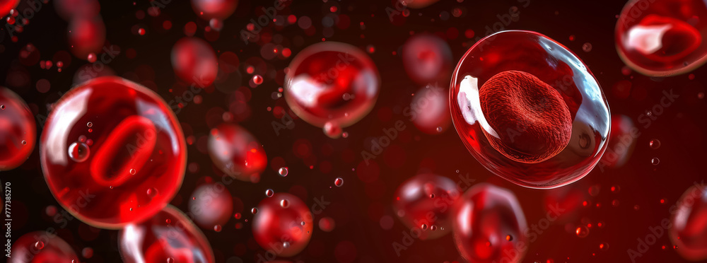 Dynamic flow of human red blood cells, symbolizing life and medical health in a detailed 3D render Dynamic flow of human red blood cells, symbolizing life and medical health in a detailed 3D render
