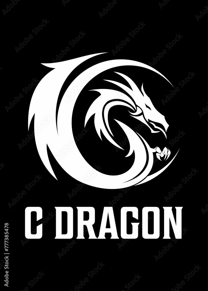 initial C dragon idea vector logo design