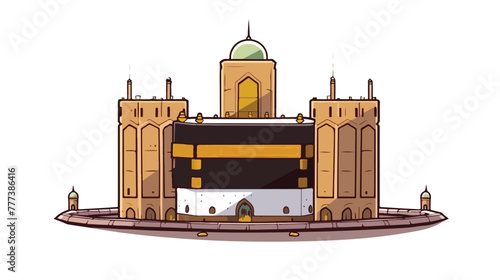 Holy kaaba in mecca saudi arabia 2d flat cartoon va