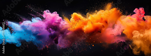 Vibrant explosion of colored dust, a dynamic backdrop for creativity and energy