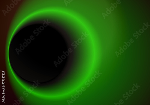 Energía verde. Aro verde neón degradado sobre fondo negro
