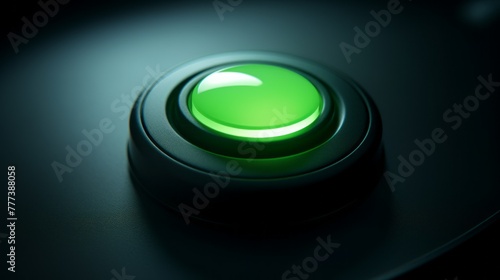 Minimalistic Matt Rubber Desktop Button Illuminated in Green