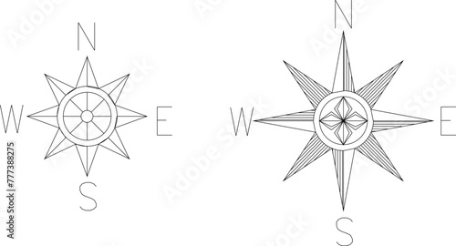 vector design sketch illustration, logo icon, compass symbol, cardinal directions, north, south, west, east