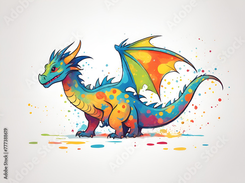 Colorful Wyvern  various expressions  cute Wyvern painting renderings  colorful illustration picture book images