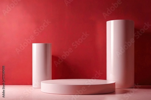 Product packaging mockup photo of Empty cylinder podium, studio advertising photoshoot