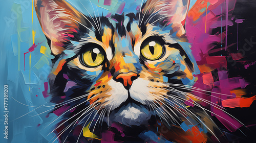 creative poster with colorful cat