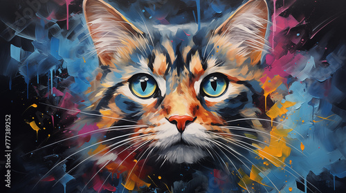 creative poster with colorful cat