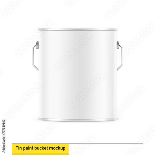 Realistic metal bucket with a handle. Vector illustration isolated on white background. Perfect for your design. EPS10.	