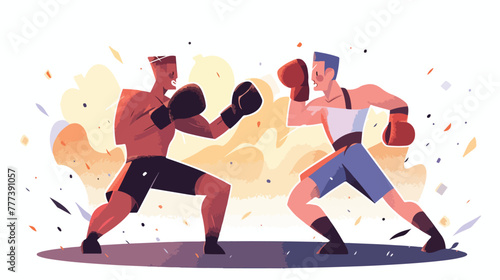 Illustration of boxing man fight each other 2d flat