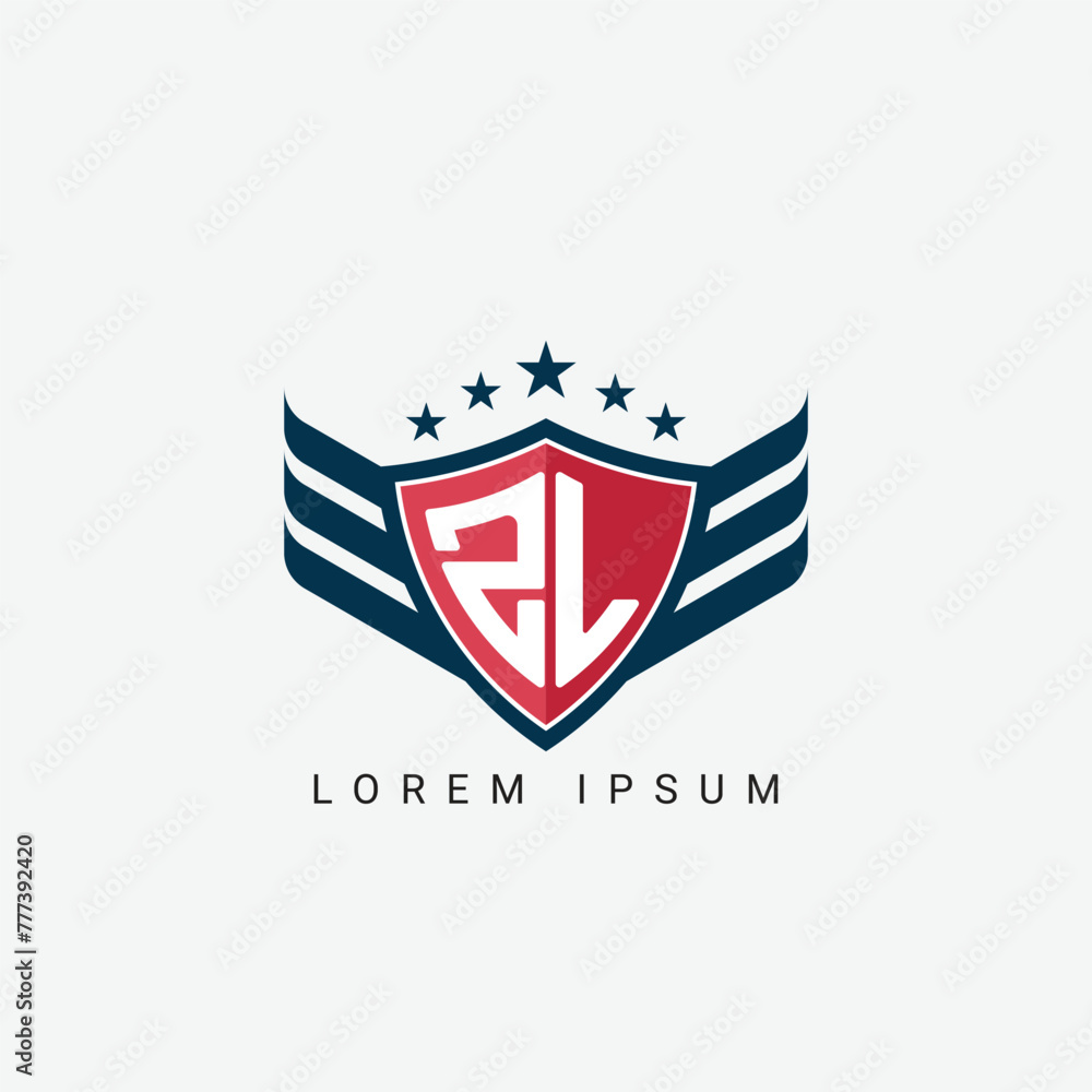 Luxury ZL LZ Letter Wing with Shield Logo template. Luxury ZL LZ Letter Wing with Shield Logo template.