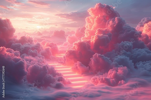 Heaven with steps on the background of sunset