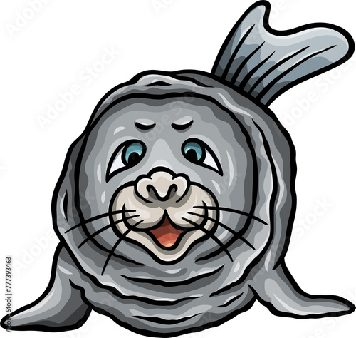 Cute walrus animal funny cartoon clipart illustration (ID: 777393463)