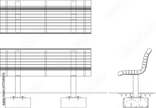 vector design sketch illustration of waiting chairs at bus stops and parks