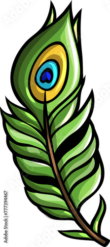 Cute peacock feather funny cartoon clipart illustration (ID: 777394467)