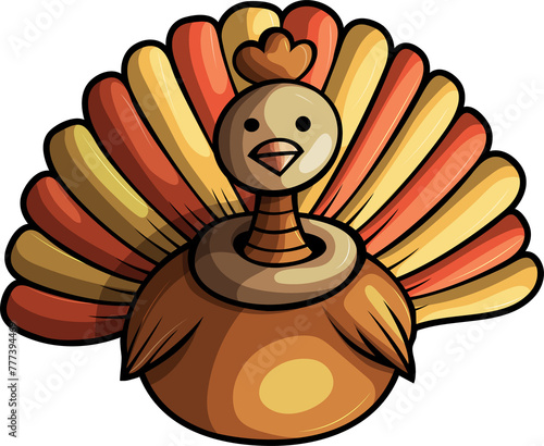 Cute turkey bird funny cartoon clipart illustration (ID: 777394469)