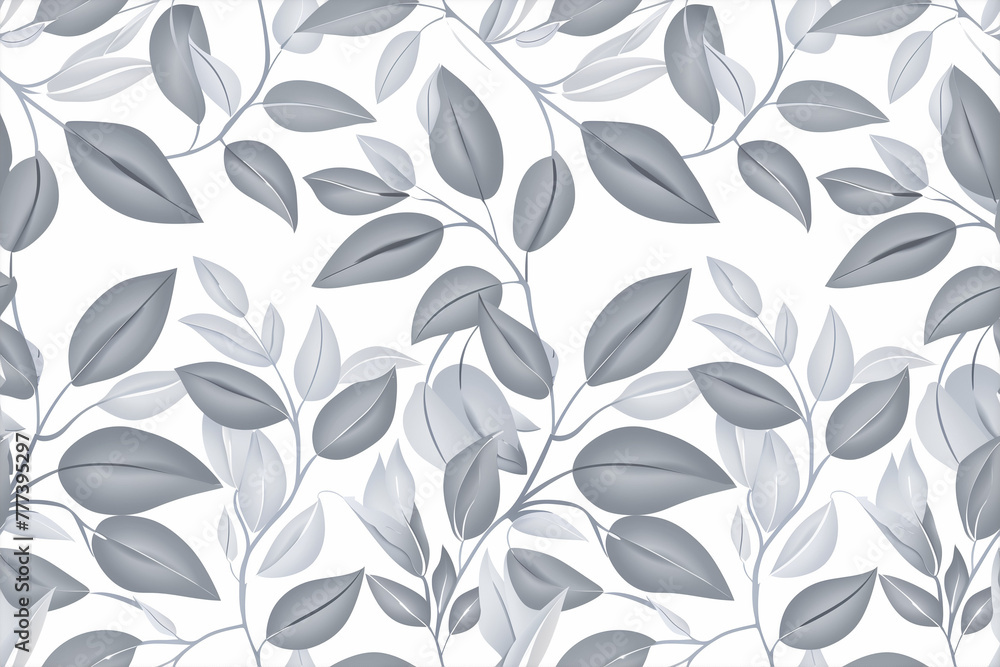 Monochromatic leaf pattern with silver grey tones