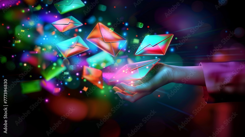 Email marketing or newsletter concept. Marketing and business ideas through email, email or newsletter. Sending e-mails Email marketing or newsletter concept. Marketing and business ideas through email, email or newsletter. Sending e-mails
