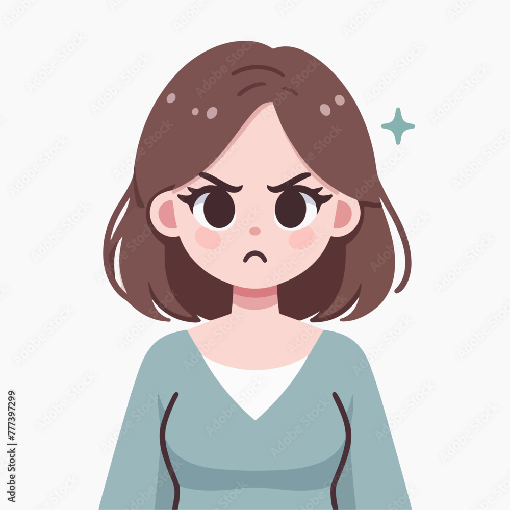 Vector image of an angry woman's expression Vector image of an angry woman's expression