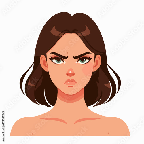 Vector image of an angry woman's expression