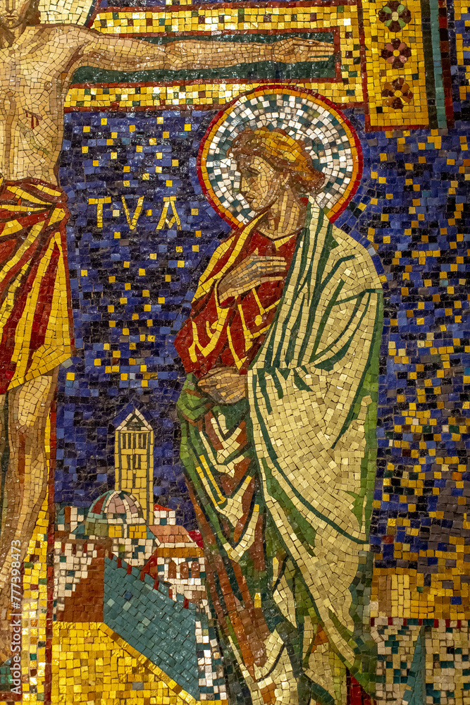 Montserrat monastery, Catalonia, Spain. Mosaic in the church