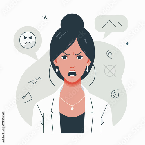 Vector image of an angry woman's expression