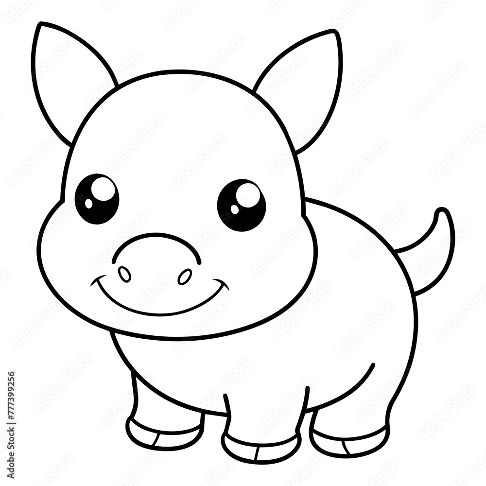 hippo line art drawing - vector illustration hippo line art drawing - vector illustration