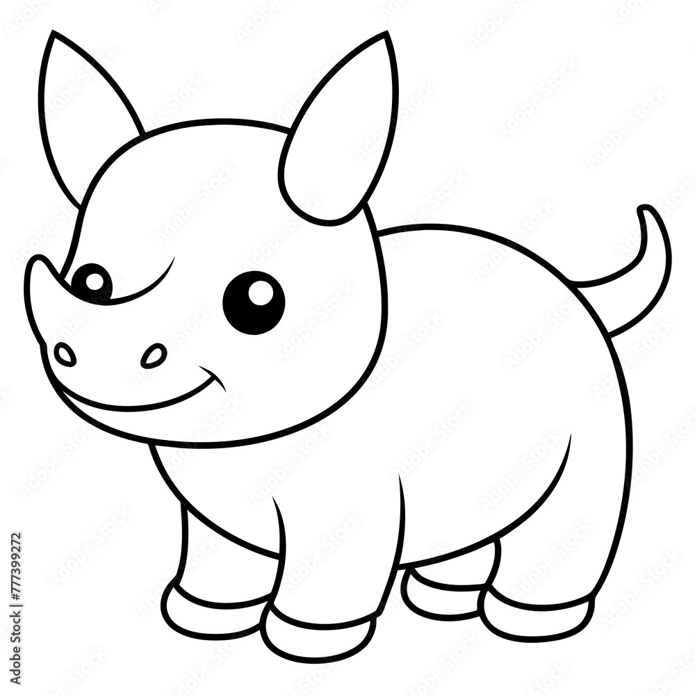 smiling baby rhino- vector illustration smiling baby rhino- vector illustration