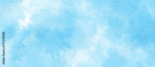 Blue sky with cloud .Beautiful blue sky with white clouds .bright cloud cover in the sun calm clear winter air background .gradient light white background.	