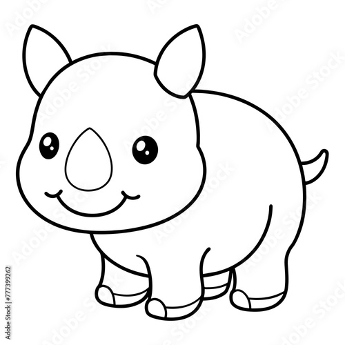smiling baby hippo art - vector illustration
