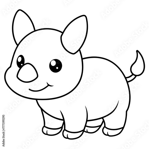 baby hippo drawing for babies - vector illustration