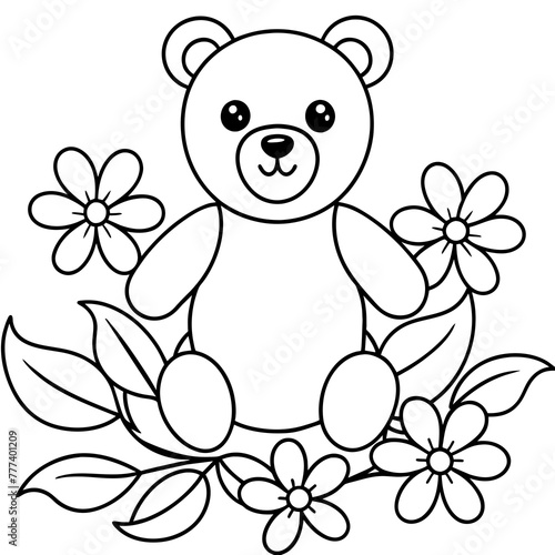  bear with flowers vector illustration