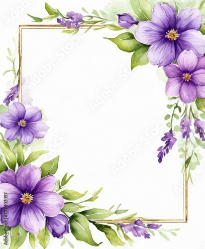 Immerse yourself in beauty with our watercolor purple floral frame mockup