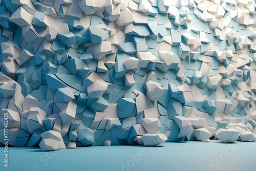 Tech Horizon: Light Blue and White Textured 3D Wall Creates a Sleek Futuristic Presentation Background