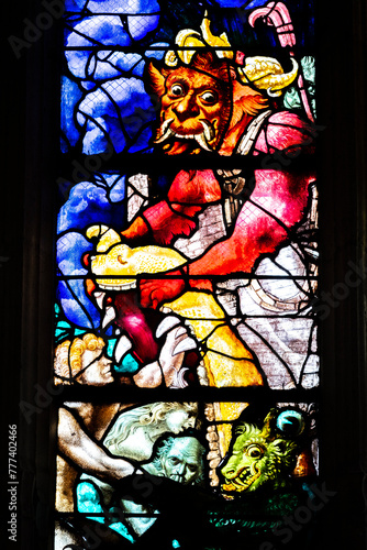 Saint Etienne catholic church, Beauvais, France. Stained glass