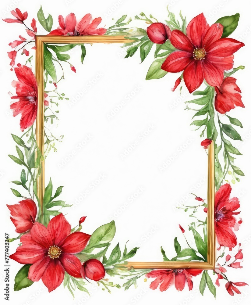 Add a pop of color to your design with our watercolor red floral frame mockup. Vibrant blooms embrace the open space, awaiting your content Add a pop of color to your design with our watercolor red floral frame mockup. Vibrant blooms embrace the open space, awaiting your content