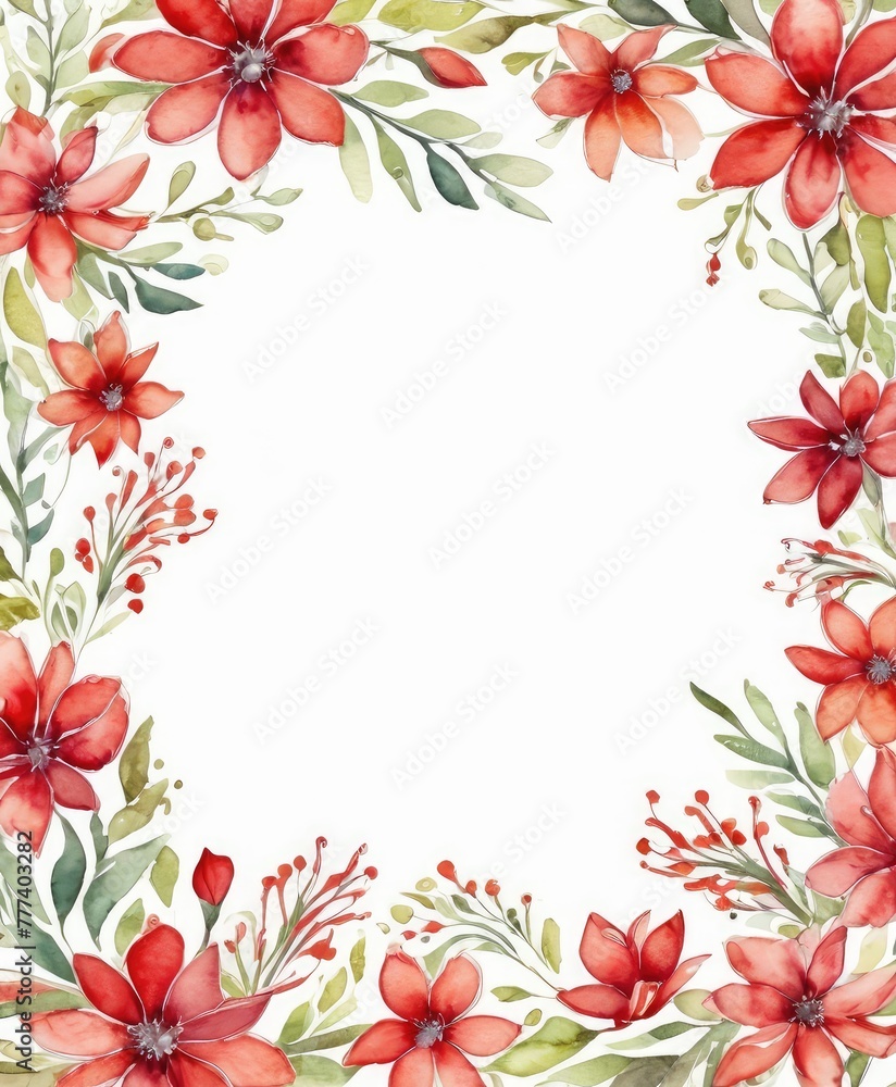 Add a pop of color to your design with our watercolor red floral frame mockup. Vibrant blooms embrace the open space, awaiting your content Add a pop of color to your design with our watercolor red floral frame mockup. Vibrant blooms embrace the open space, awaiting your content