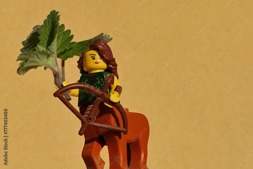 LEGO female centaur, a mythical creature from Greek mythology holding ...