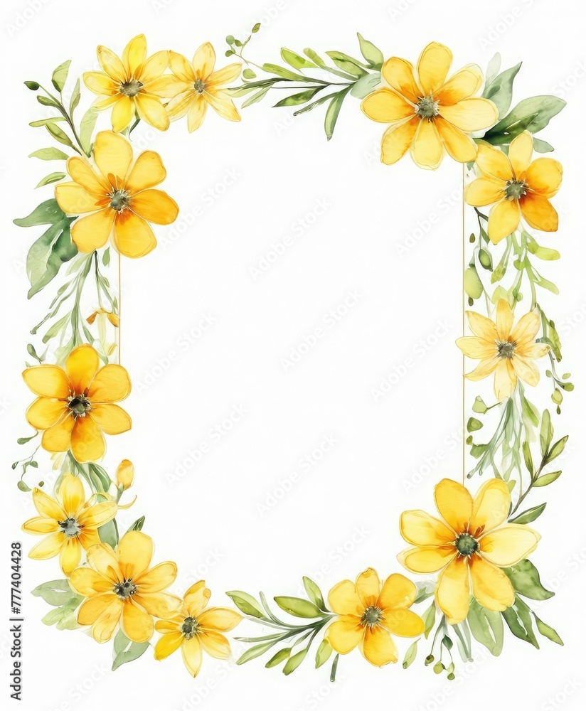 Add a touch of sunshine to your design with our vibrant yellow floral frame mockup. Let your text or photo shine in the center of nature's beauty