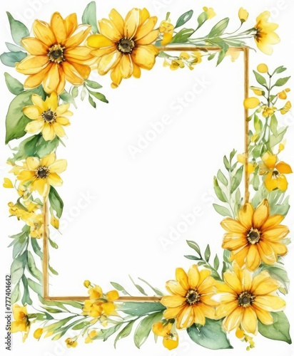 Add a touch of sunshine to your design with our vibrant yellow floral frame mockup. Let your text or photo shine in the center of nature's beauty © Александр Бердюгин