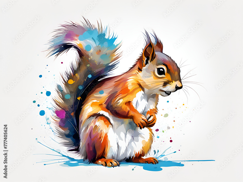 Colorful Squirrel, various expressions, cute Squirrel painting renderings, colorful illustration picture book images Colorful Squirrel, various expressions, cute Squirrel painting renderings, colorful illustration picture book images