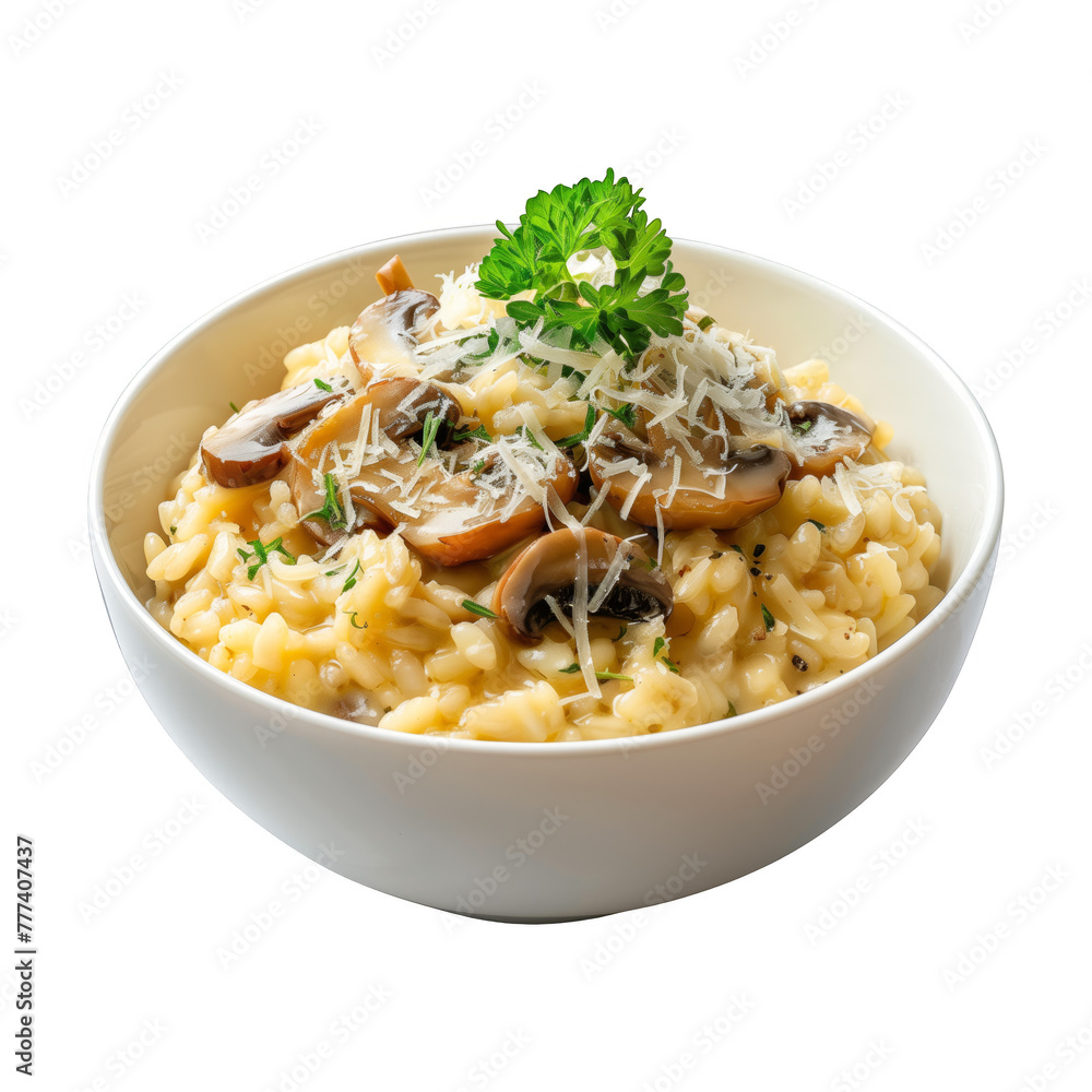 A bowl of pasta with mushrooms and cheese A bowl of pasta with mushrooms and cheese