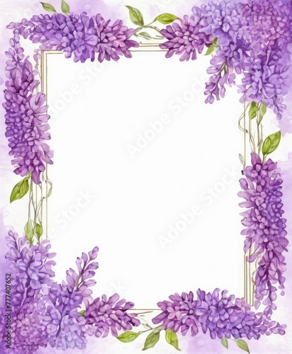 Indulge in whimsy with our watercolor lilac floral frame mockup. Delicate blooms frame the space  inviting your text or photo