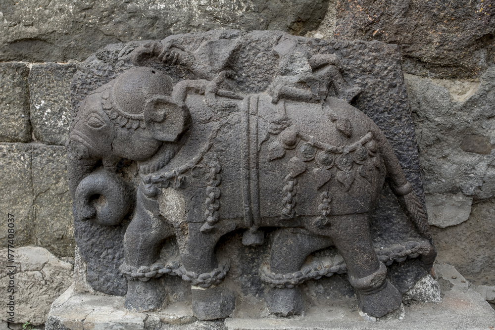 Elephant statue in Daulatabad fort, India