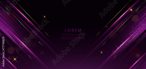 Elegant purple background with purple diagongl line and lighting effect sparkle. Luxury template award design.