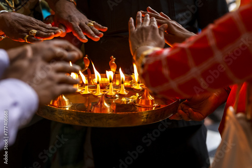 Puja in ISKCON temple in Juhu, Mumbai, India photo