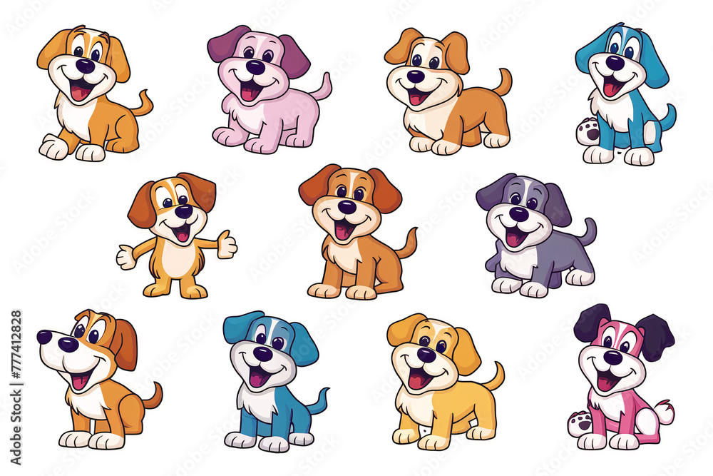 A charming set of stickers featuring cute little puppies, sticker pack. Generative AI A charming set of stickers featuring cute little puppies, sticker pack. Generative AI