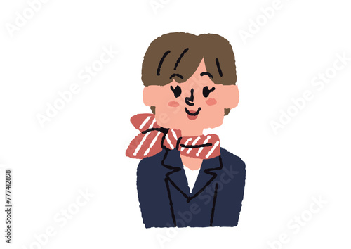 客室乗務員、デパートの販売員のイラスト