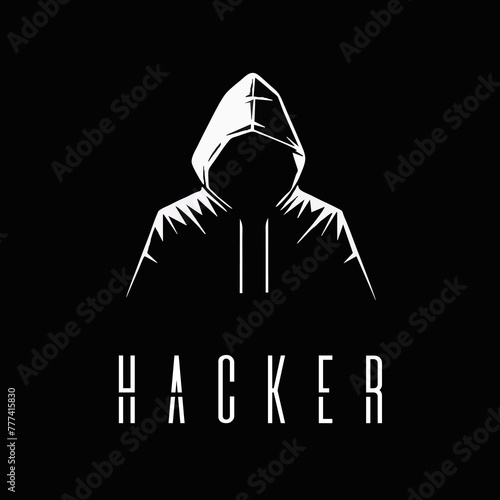 Hacker logo. Computer hacker, guy in a hoodie. Vector illustration