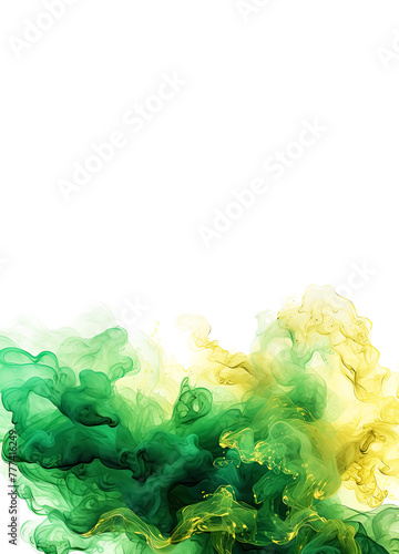 Abstract Green Yellow Alcohol Ink Splash Illustration isolated on white background